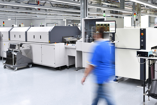 production plant in the modern industry - machines for the assembly of printed circuit boards in the electronics industry