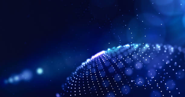 View of technology planet of data with dots connections.