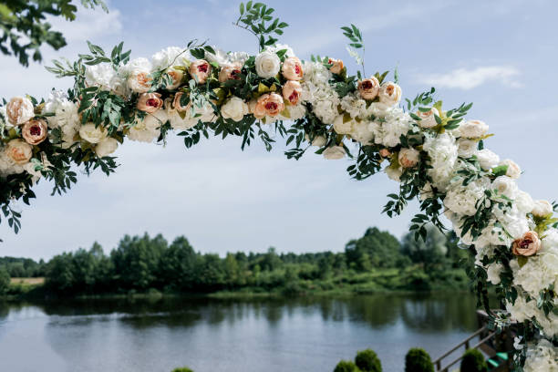 istock beautiful floral wedding arch 1374939537