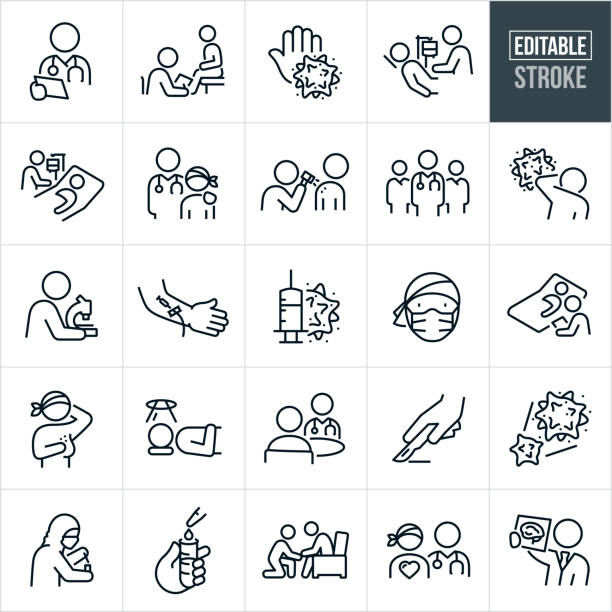 onkologie thin line icons - bearbeitbarer schlaganfall - surgery stock-grafiken, -clipart, -cartoons und -symbole