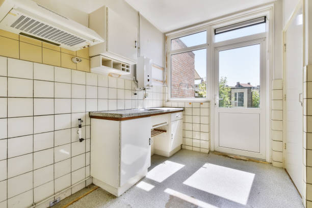 istock Delightful little kitchen with tiled wall 1374965070