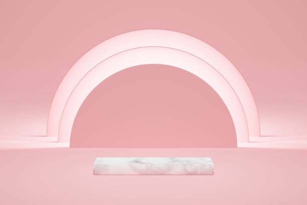 istock White 3d podium empty on pink abstract background. Product mock up presentation. 1374969011