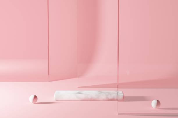 istock White 3d podium empty on red abstract background. Product mock up presentation. 1374969536