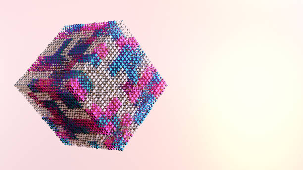 istock Abstract iridescent flying cubes geometric shapes background neon colored 1374975198