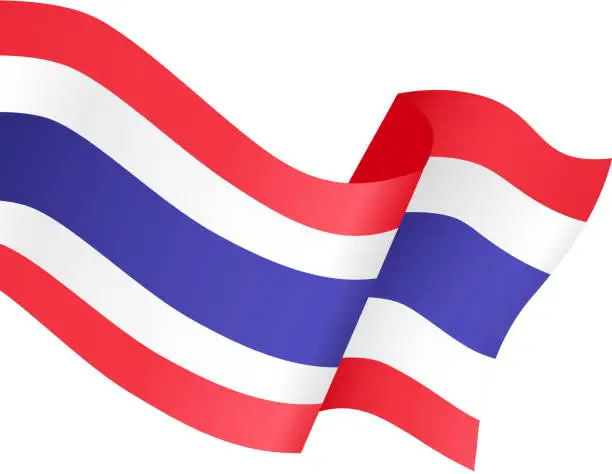 Vector illustration of Thailand flag isolated  on white or transparent background,Symbol of Thailand,template for banner,card,advertising ,promote,and business matching country poster, vector illustration