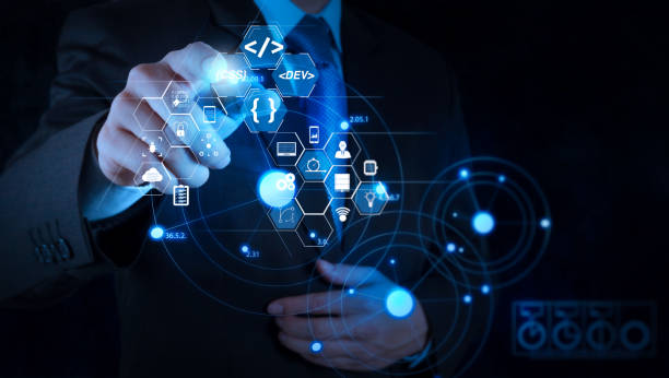istock businessman hand drawing virtual chart business 1374989539