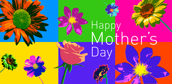 Posterised or Pop Art styled Mothers Day Greeting, Mothers Day, Mother, Parent, Love - emotion, Celebration, Greeting Card, Springtime, Mothering Sunday