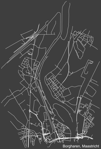 stockillustraties, clipart, cartoons en iconen met street roads map of the borgharen neighborhood, maastricht - maastricht