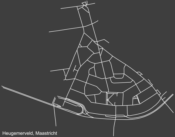 stockillustraties, clipart, cartoons en iconen met street roads map of the heugemerveld neighborhood, maastricht - maastricht