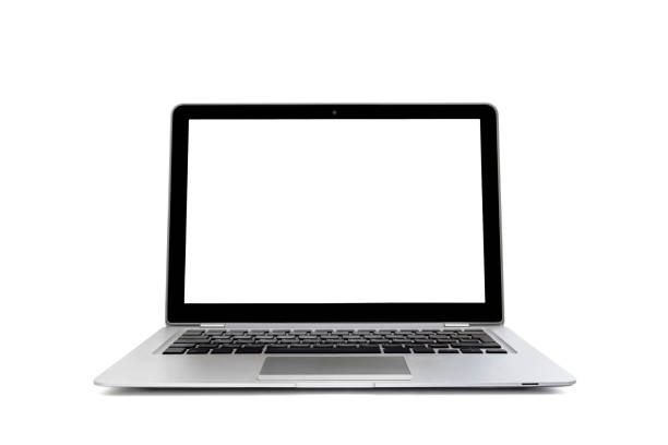 istock Isolated laptop with a blank screen, on a white background 1374999755