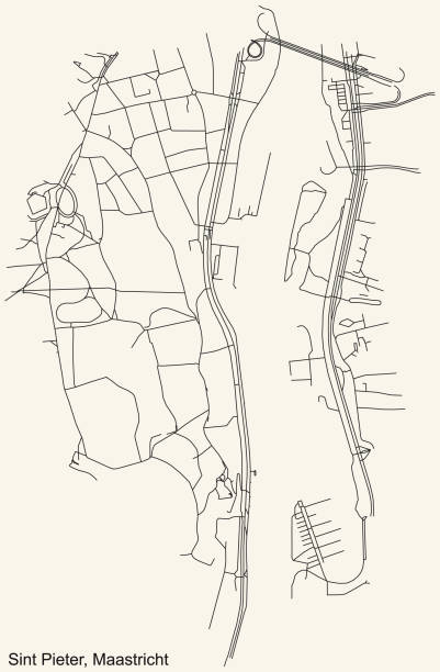 stockillustraties, clipart, cartoons en iconen met street roads map of the sint pieter neighborhood, maastricht - maastricht