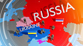 Ukraine Krisenkarte. Ukraine und Russland militärischer Konflikt.