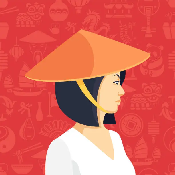 Vector illustration of Chinese Woman Profile