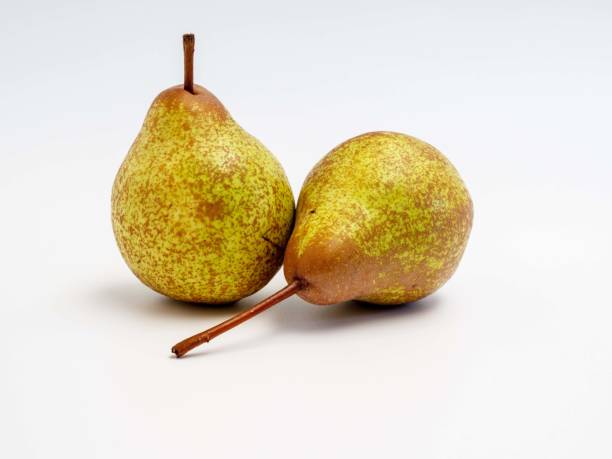 pear on a white background. fresh pear - prince of wales imagens e fotografias de stock