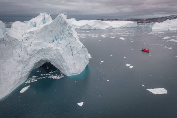 istock Big icebergs floating from aerial view 1375027464
