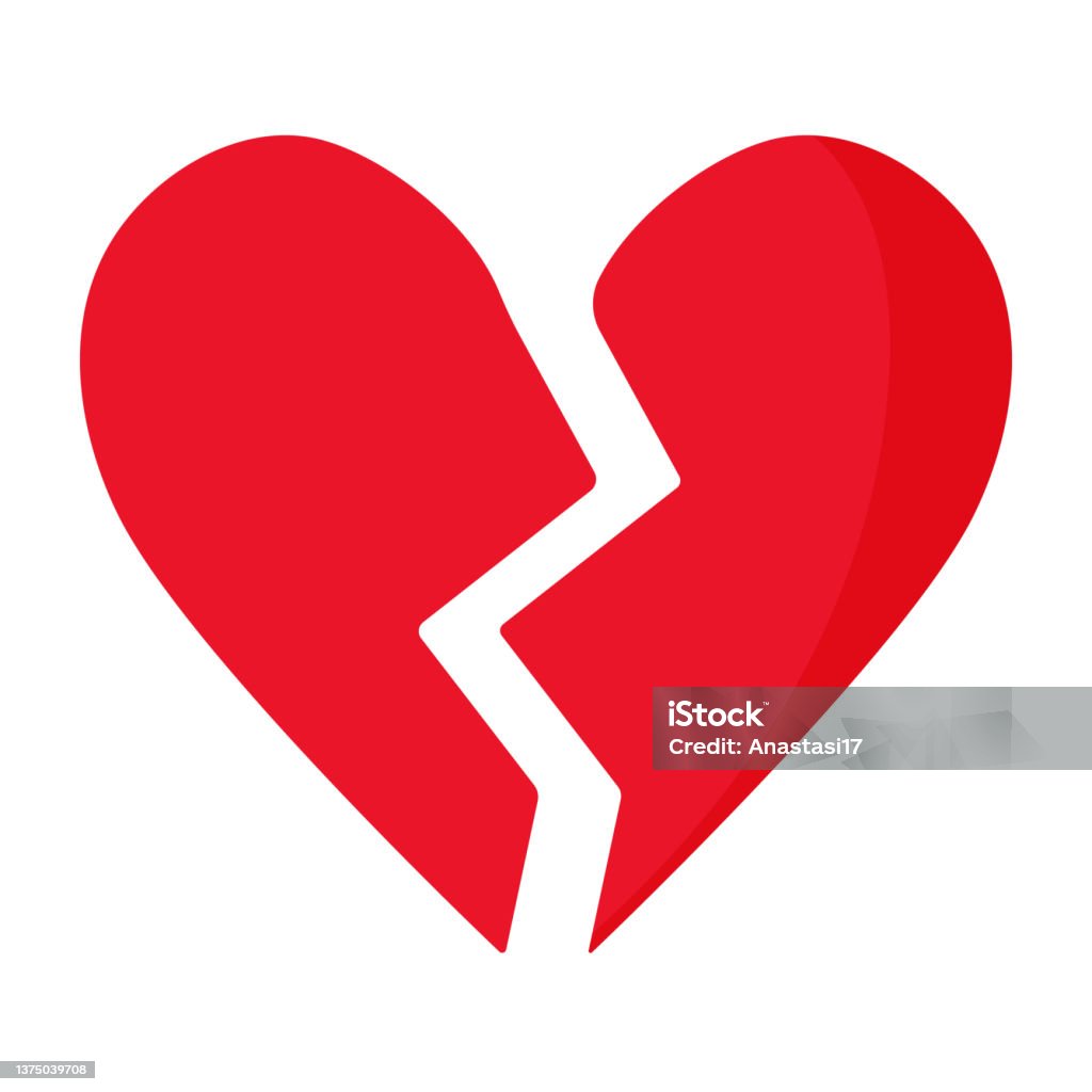 Trái Tim Tan Vỡ Màu Đỏ Thành Hai Nửa Hình minh họa Sẵn có - Tải ...