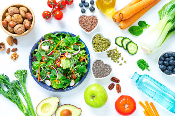 istock Healthy fresh fruit and vegetables salad plate 1375040235