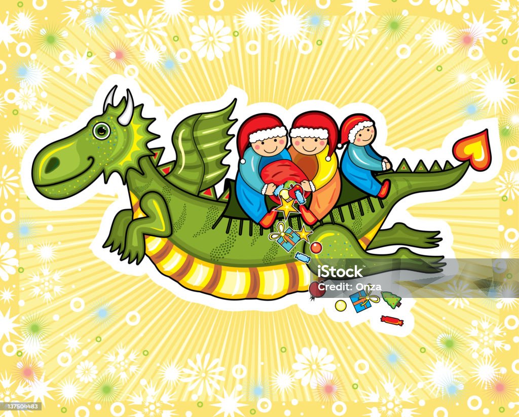 Dragon ano novo voo criança presente - Vetor de Animal royalty-free