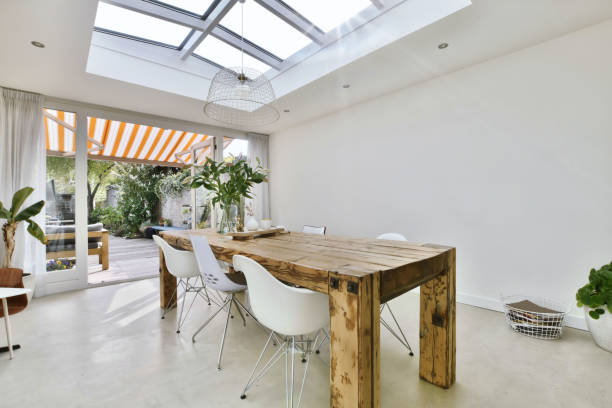 istock Elite dining area with glass ceiling 1375046128