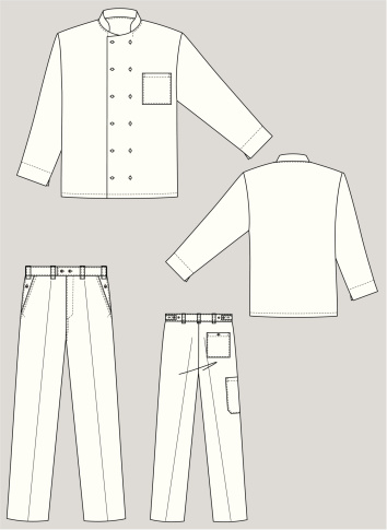 The suit for the cook consists of a jacket and trousers