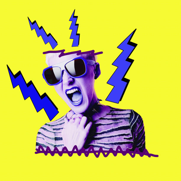 istock Aggressive Lady minimal collage art, Zine culrure trends 1375063191