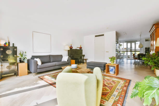 istock A magnificent large living room with a gray sofa 1375063341