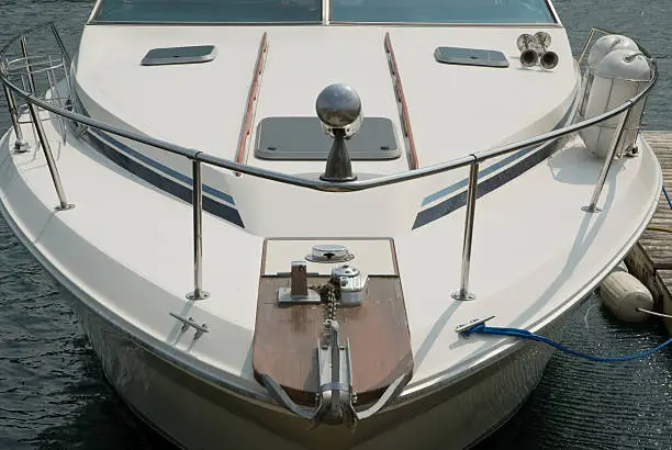 The bow of a luxury speedboad