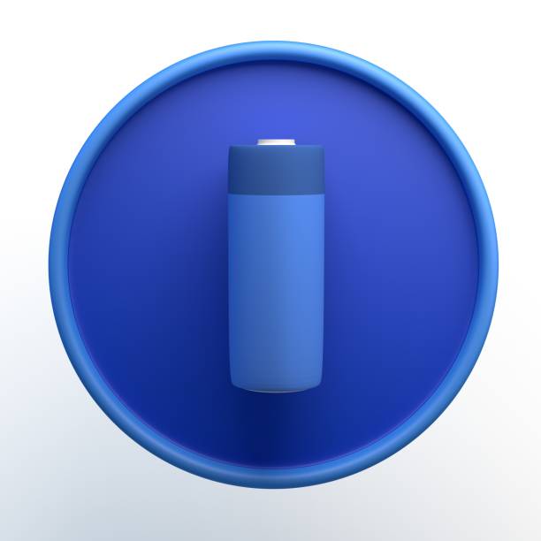 Battery icon on isolated white background. 3D illustration. App.