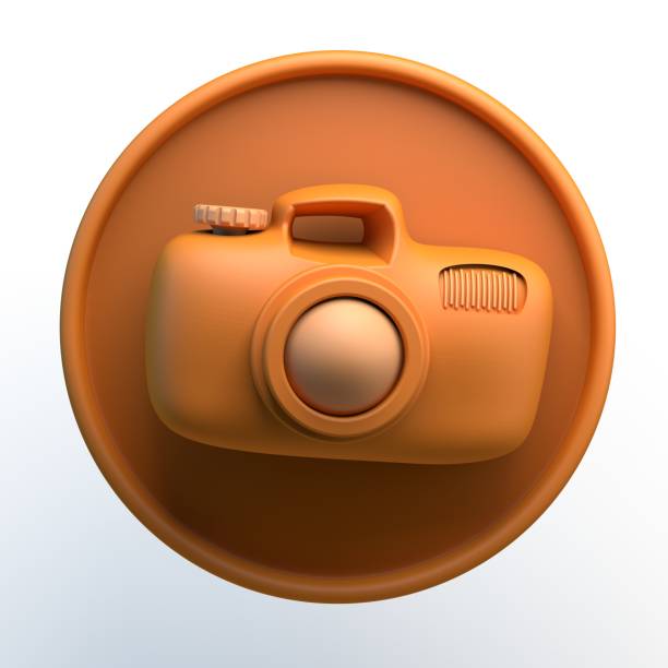 Photo camera icon on isolated white background. 3D illustration.