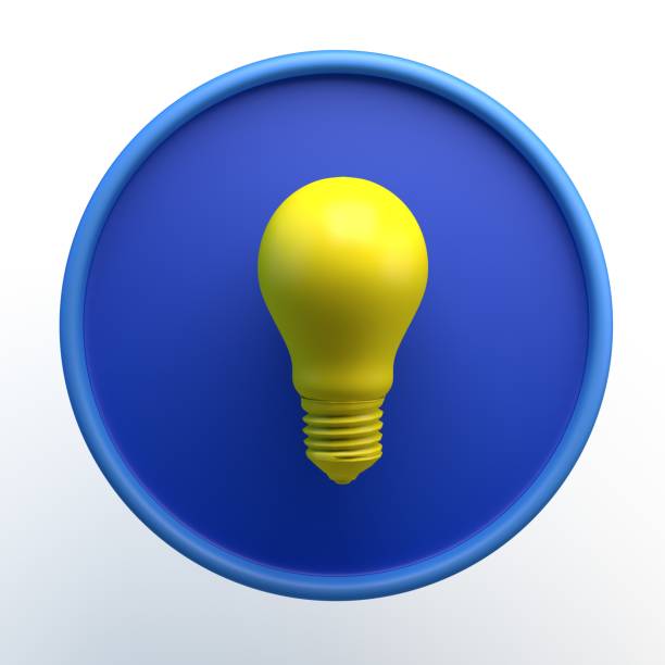 Icon with light bulb on isolated white background. 3D illustration. App.