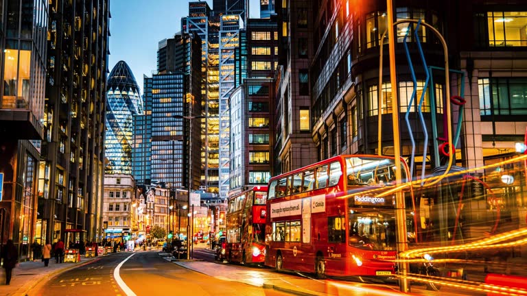 Business downtown in London at Night