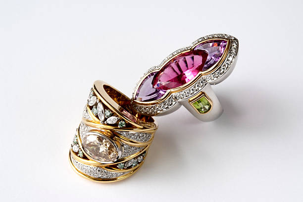 istock Two luxury Jewelry rings on white background 137509037