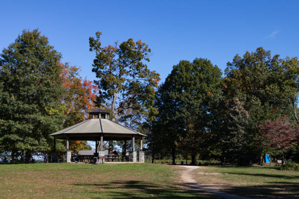 istock Devries Park in Sleepy Hollow New York with a Gazebo and Trees 1375104558