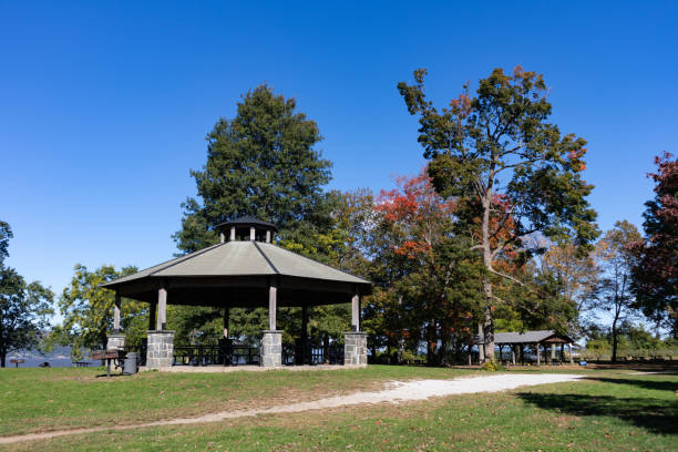 istock Devries Park in Sleepy Hollow New York with a Gazebo and Trees 1375104569