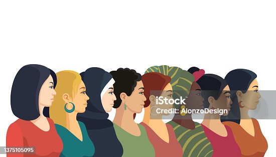 istock Multi-ethnic group of beautiful women. 1375105095