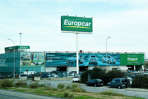 Europcar Barcelona Car Hire (BCN). Europcar Car Rental at Barcelona Airport. December 15, 2021, Spain, Barcelona.
