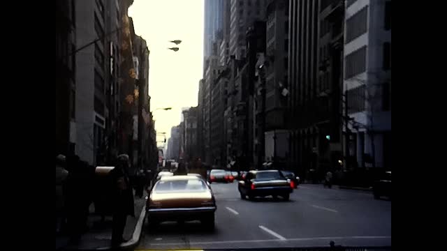 traffic in the street in new york 70s
