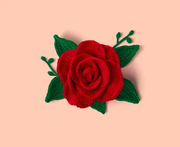 Handmade crochet and wool rose