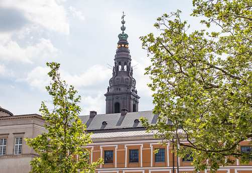Central Part of Copenhagen city. Tower of the Christiansborg Palace.