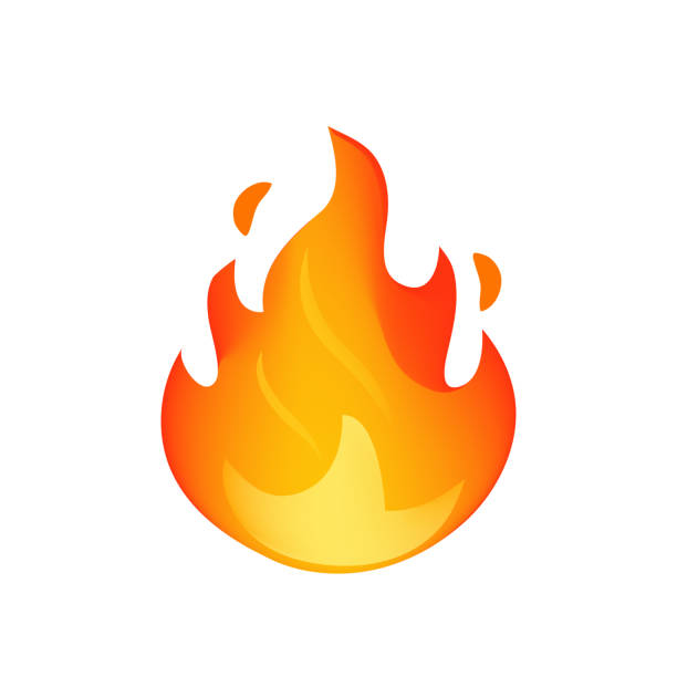 Fire flame emoji vector illustration Fire flame isolated on white. Fire flame vector illustration design template. Modern art isolated graphic. Fire sign. Vector Illustration fire stock illustrations
