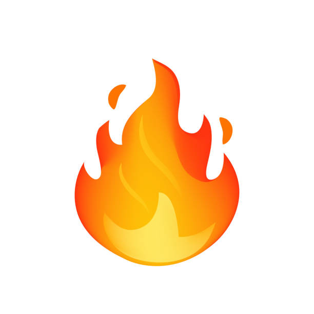 Fire flame emoji vector illustration Fire flame isolated on white. Fire flame vector illustration design template. Modern art isolated graphic. Fire sign. Vector Illustration outdoor fire stock illustrations