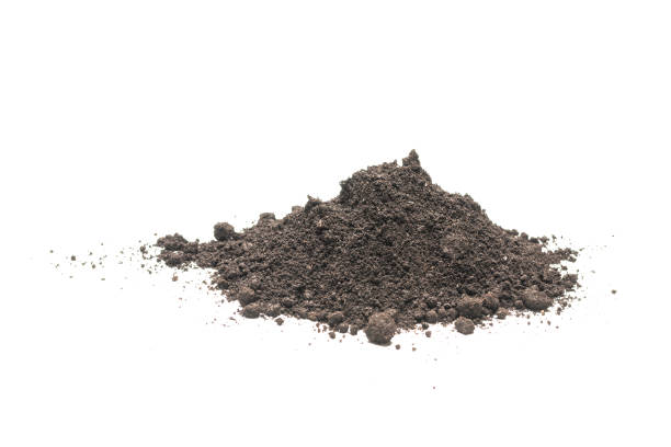 istock Black land for plant isolated on white background. 1375136011