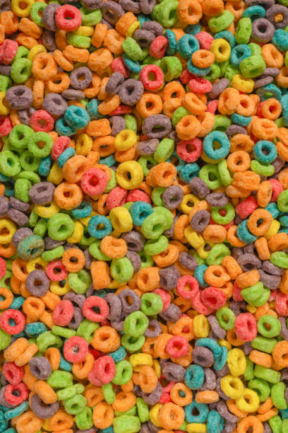 istock Sweet multicolored flakes, cereal loops. 1375136030