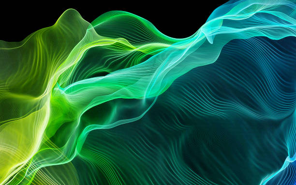 Wavy colorful lines pattern Bright, glowing, abstract line pattern, similar to those used in Mac OS X light blue silk stock pictures, royalty-free photos & images