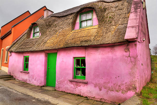 rosa cottage house - republic of ireland irish culture cottage door foto e immagini stock