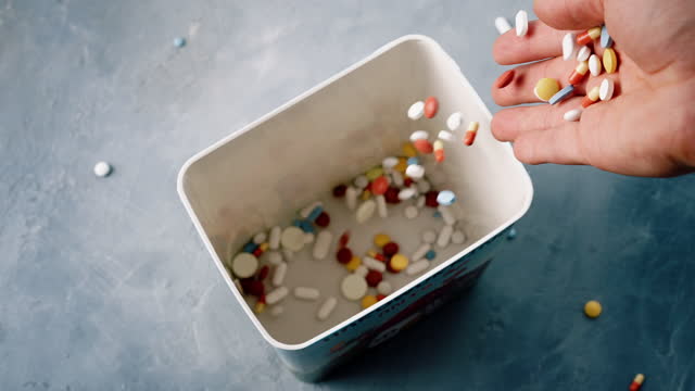 Throwing A Handful of Pills in The Trash Can