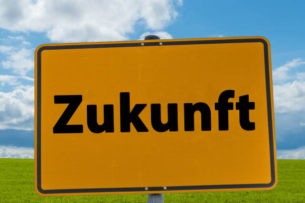 Sign Future german "Zukunft" in Front of Landscape Symbolic Signs Future zukunft stock pictures, royalty-free photos & images