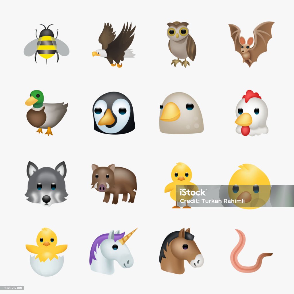 Set Of Animals Animal Faces Face Vector Emoji Stickers Emoticons Stock  Illustration - Download Image Now - iStock