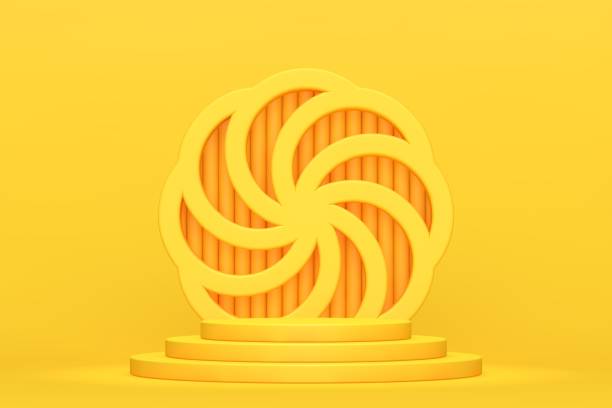 istock Yellow blank scene, empty stage for product presentation 1375218819