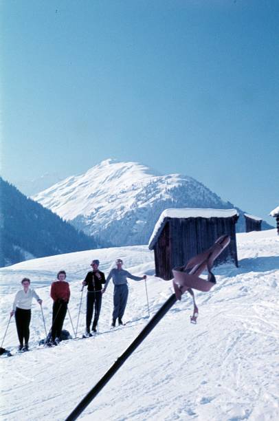 Off piste powder snow and perfect ski slope. Skiing winter sport background.  Snowy and  sunny ski resorts. Snowcapped mountain  European Alps,  ski area Val d’iser - Tignes.